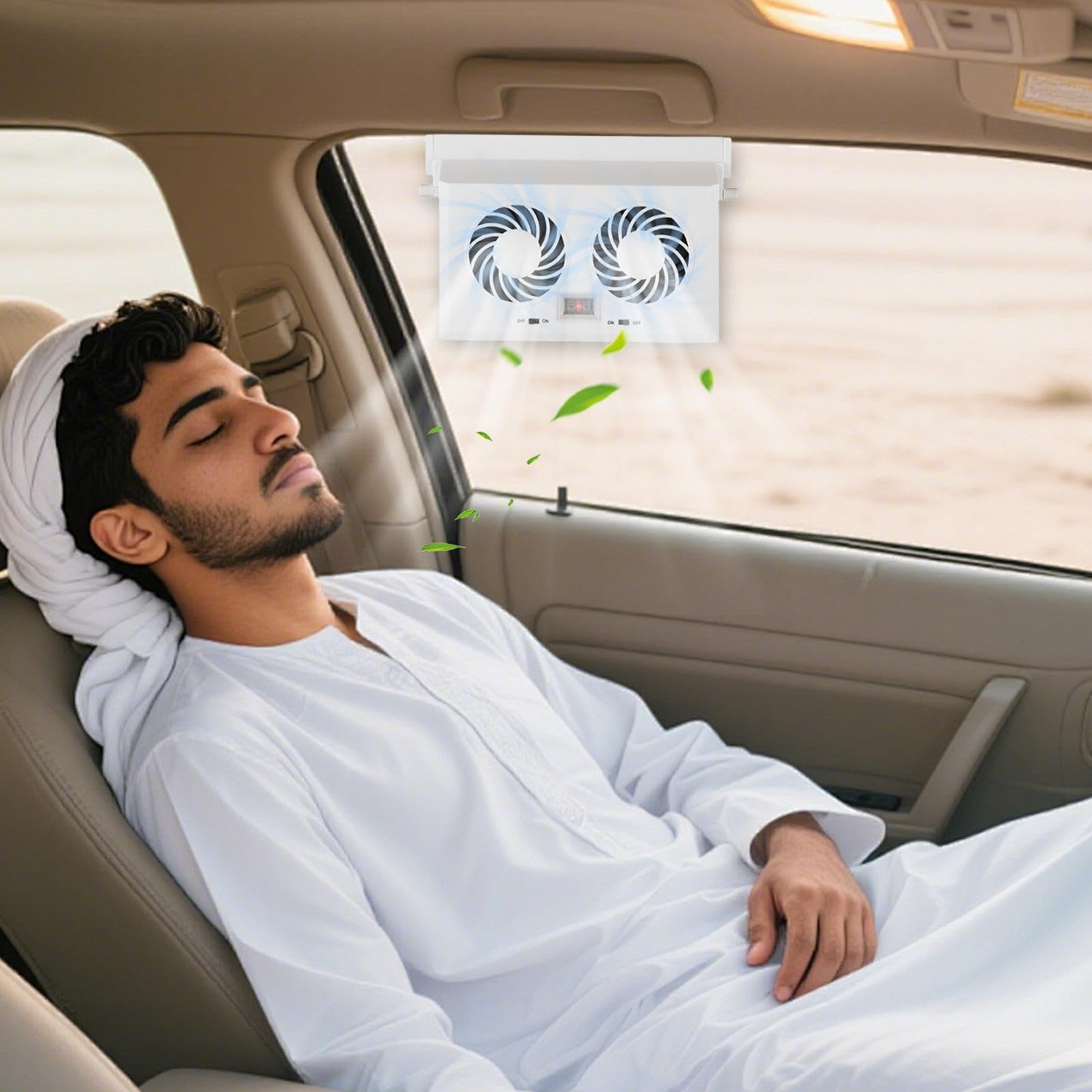 Ventola per finestrino auto – Raffreddamento ad energia solare da 8,07x5,12 pollici, ventilazione a doppia testa, ventole amplificate accessorie di facile installazione | Amplificatore di cir
