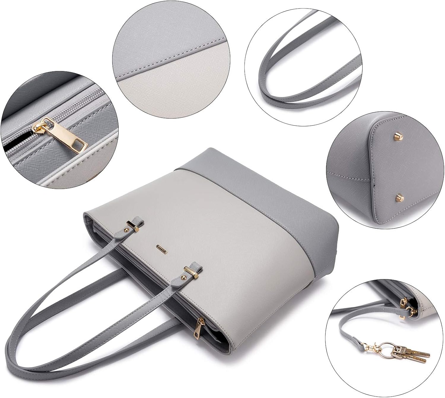 Miniatura 4 de LOVEVOOK Monederos y bolsos para mujer bolsas de mano de moda bolsa de hombro asa superior juego de 3 piezas