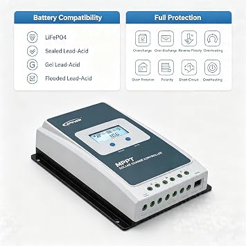 EPEVER 30A MPPT Solar Charge Controller, 12V/24V Auto
