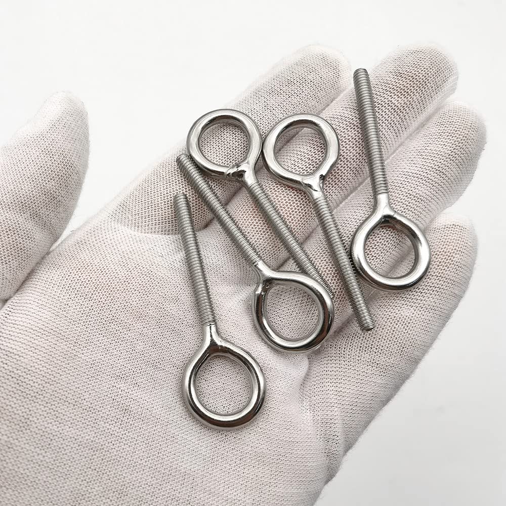 10 Bulloni Ad Occhio M5 In Acciaio Inox 304, 61 Mm - Golfare A Gambo Lungo Per Fissaggio