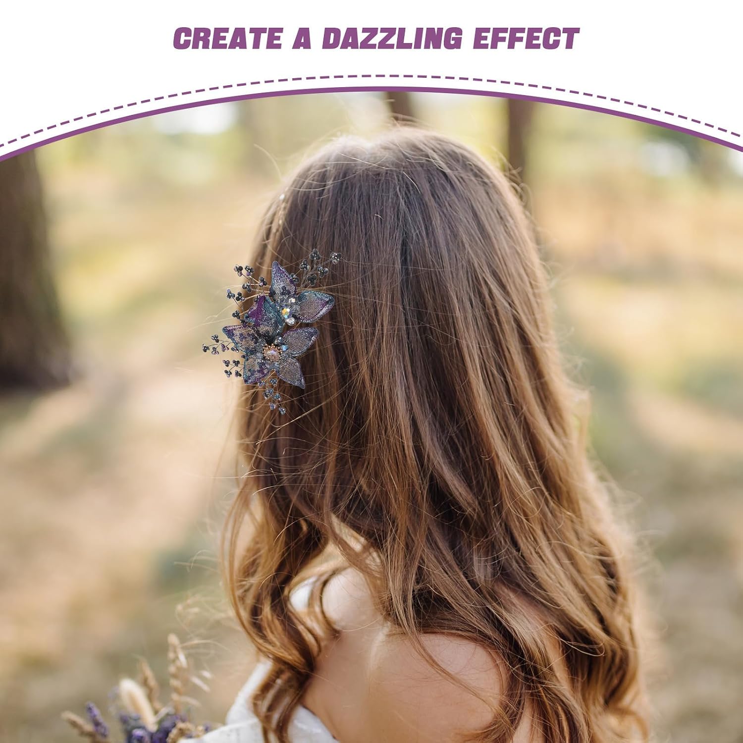 Flower Metal Hair Side Comb - Floral Headpieces Hairpin Barrette Bun Hair Accessories for Women - Flower Girl Bridesmaids Dainty Floral Hairpin