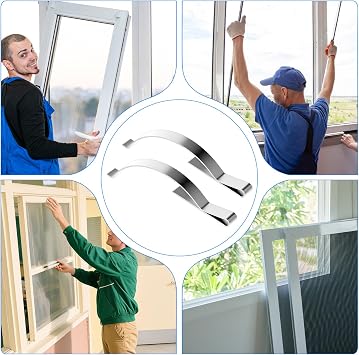 Window Screen Tension Spring, 30 Pcs Corner Mount Flat Windows Spring Stainless Steel Window Screen Clips to Prevent Windows Shaking Holding Sliding in Aluminum Channel Safely