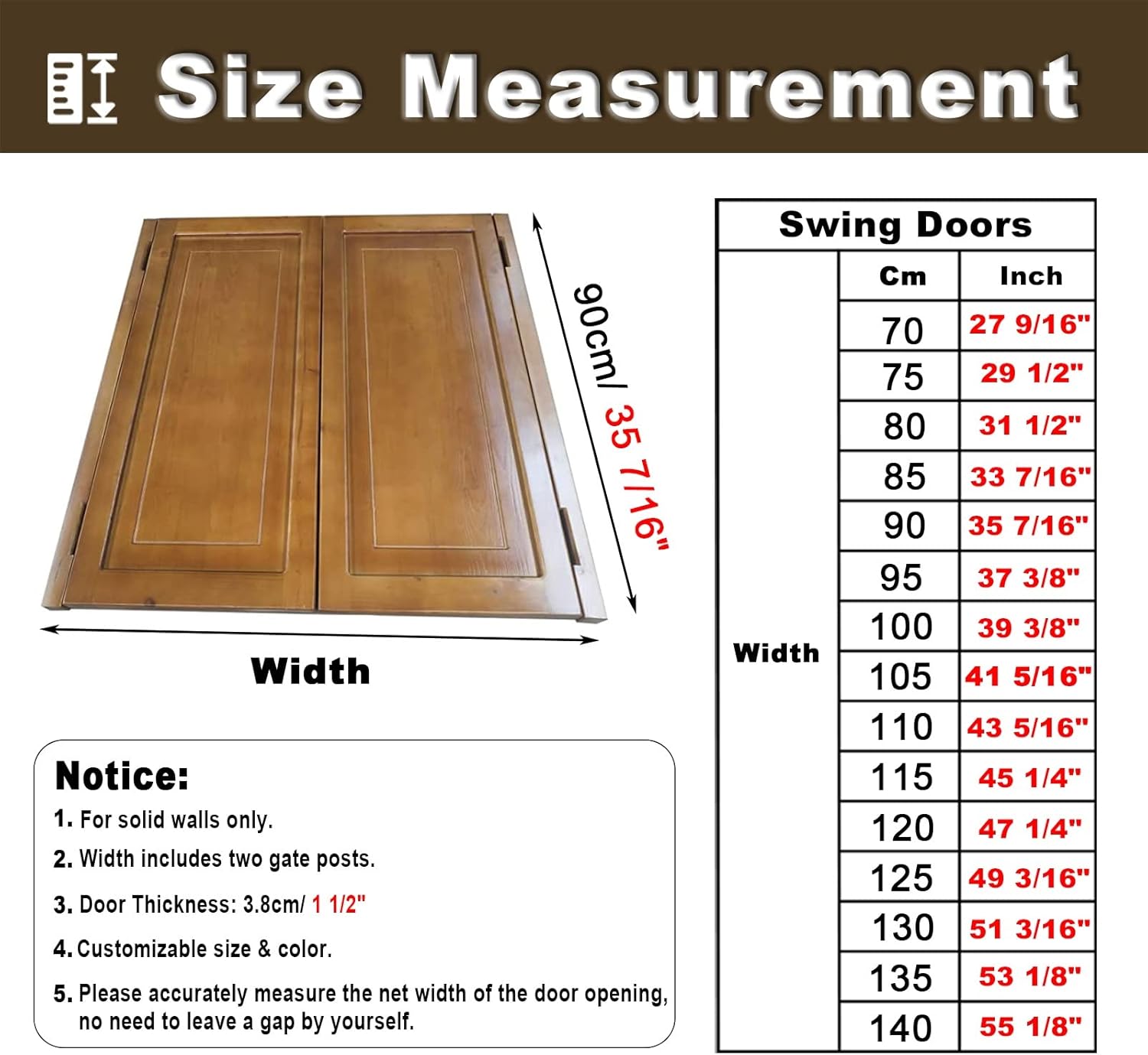 Vintage Wooden Swing Door for Laundry Room, Durable Eco-Friendly Saloon Kitchen Butler Door, for Partition, Decoration, Fence, Bar (Size: W85×H90cm(33 7/16"x35 7/16")) (Onecolor W90xH90cm(35 7/16"x35