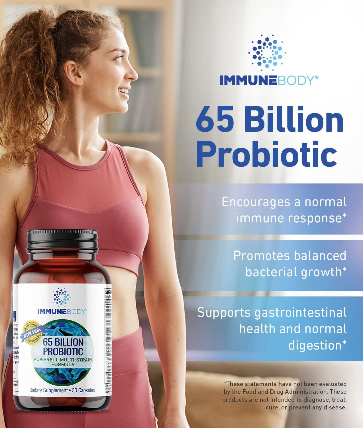 Ultimate Digestive Health Probiotic - 65 Billion CFU, 13 Probiotic Strains, SBOs, Prebiotic | Immune Support | Men & Women | Digestive Health Probiotics | Gut Health - 30 Capsules