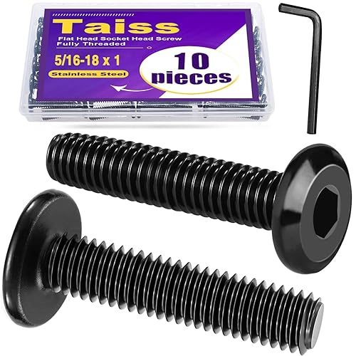 Taiss 10 piezas de tornillos de cabeza hexagonal de 5/16-18x1, pernos para muebles, tornillos para muebles de acero inoxidable 304, pernos de 1/4 de