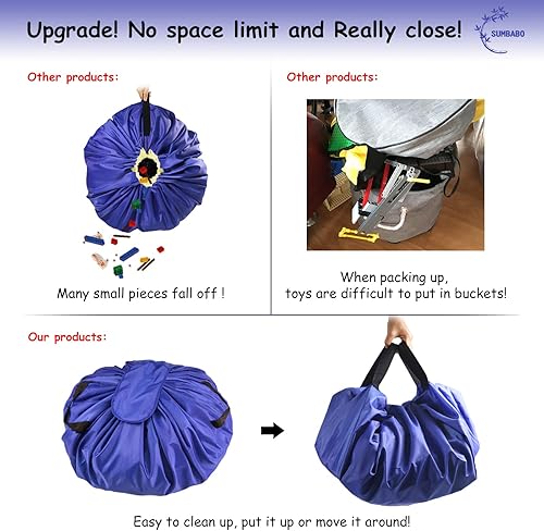 Miniatura 3 de Bolsa de almacenamiento de juguetes con cordón para Lego  Bolsa de tapete de juego, contenedor de almacenamiento de juguetes para niños con tapa