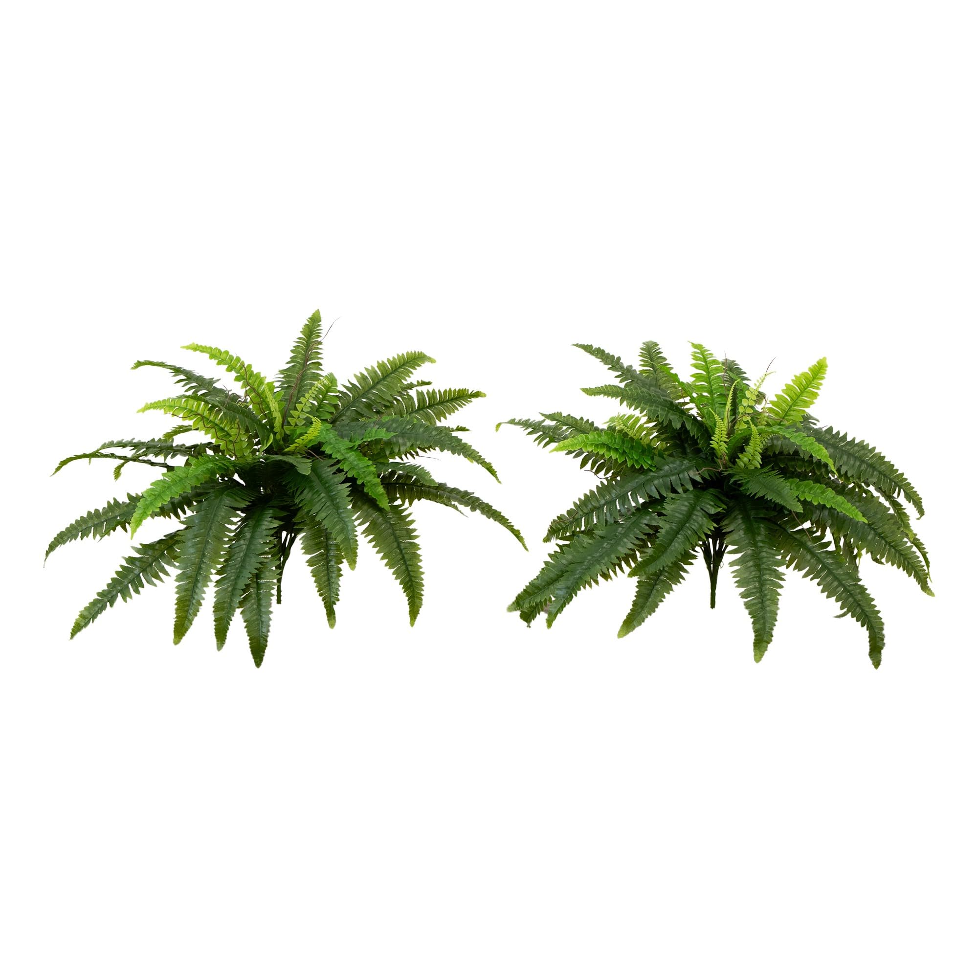 Nearly Natural 40-in UV Resistant Artificial Boston Fern, Set of 2, Large Hanging Fake Plant Wall Decor with 53 Fronds, Faux Fern Vines that Look Real
