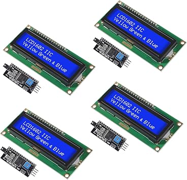 4Pcs LCD1602 1602 LCD Module Blue Screen 16x2 Character LCD Display with IIC I2C Serial Interface Adapter Module