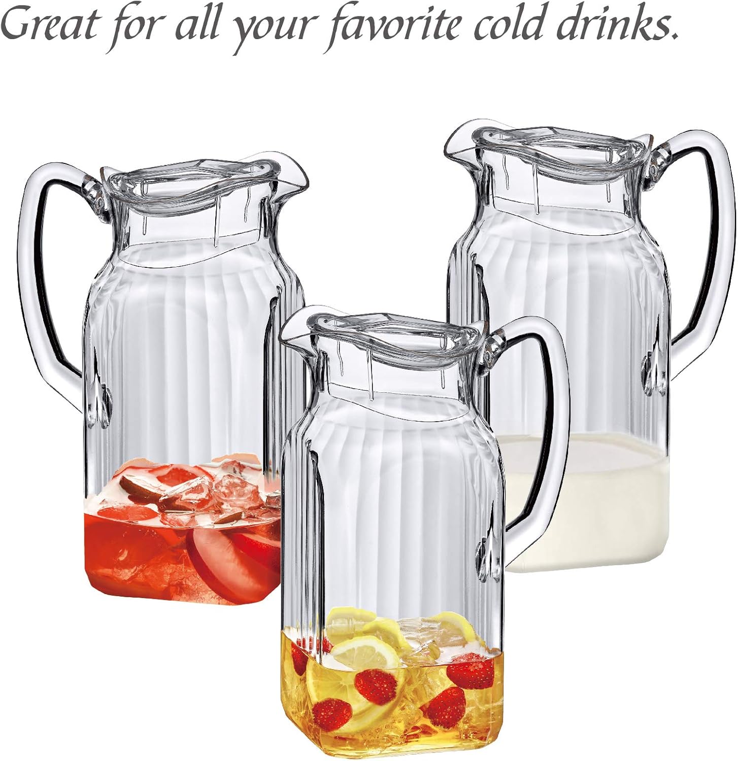 Amazing Abby - Quadly Bandly - Acrylic Pitcher (64 oz), Clear Plastic Pitcher with Lid, BPA-Free and Shatter-Proof, Great for Iced Tea, Sangria, Lemonade, and More : Everything Else