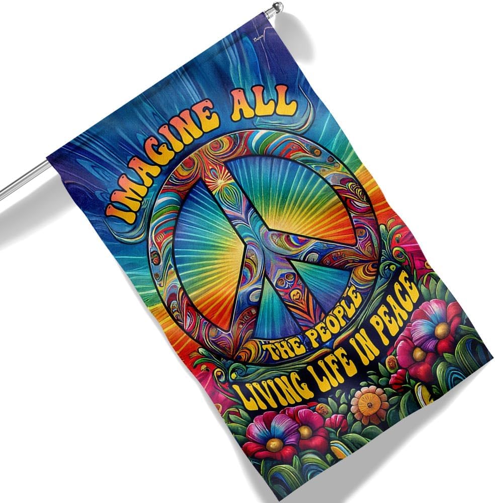 FLAGWIX American Flag-Hippie Peace Sign Flag MLN2713F, 3x5 ft. Multicolor Nylon Polyester Blend Flag for Independence Day, Party Holiday, Christmas