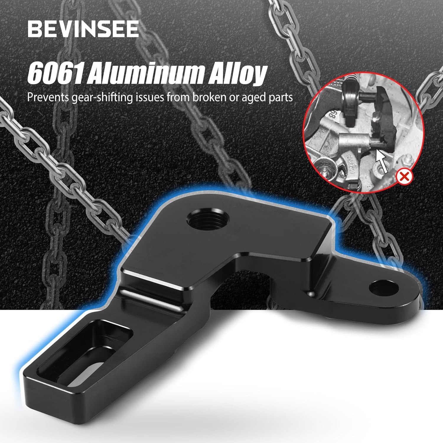 Bevinsee Short Shifter Relay Assembly Only & Lower Motor Mount Insert Compatible with Audi A3 Compatible with VW 5Q0198037F Aluminum