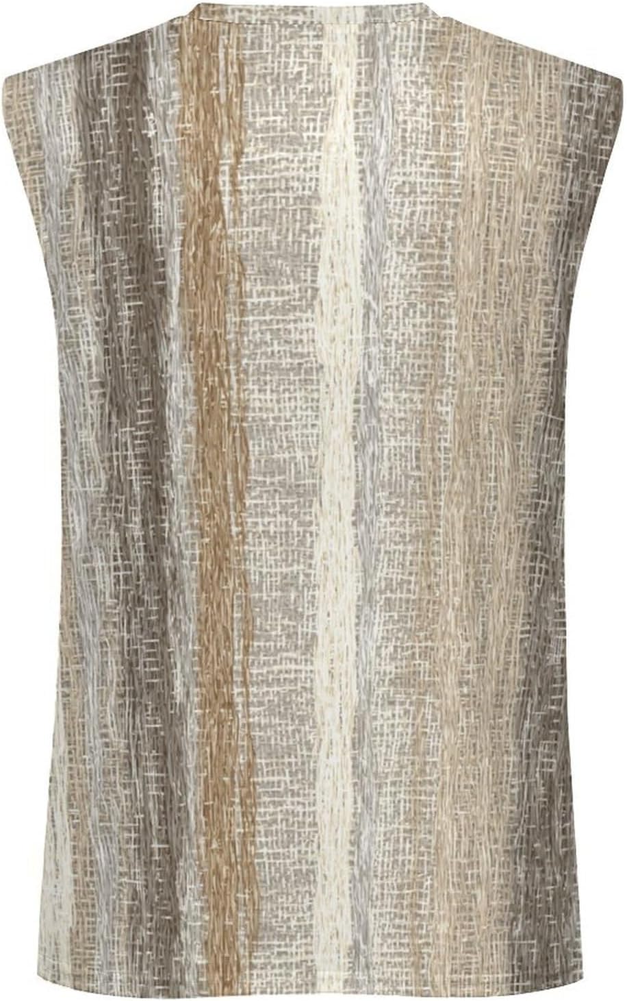 Vertical LinesMen's Sleeveless Crew Neck Knit Top, Soft Faux Cotton Everyday Casual Basic Blouse