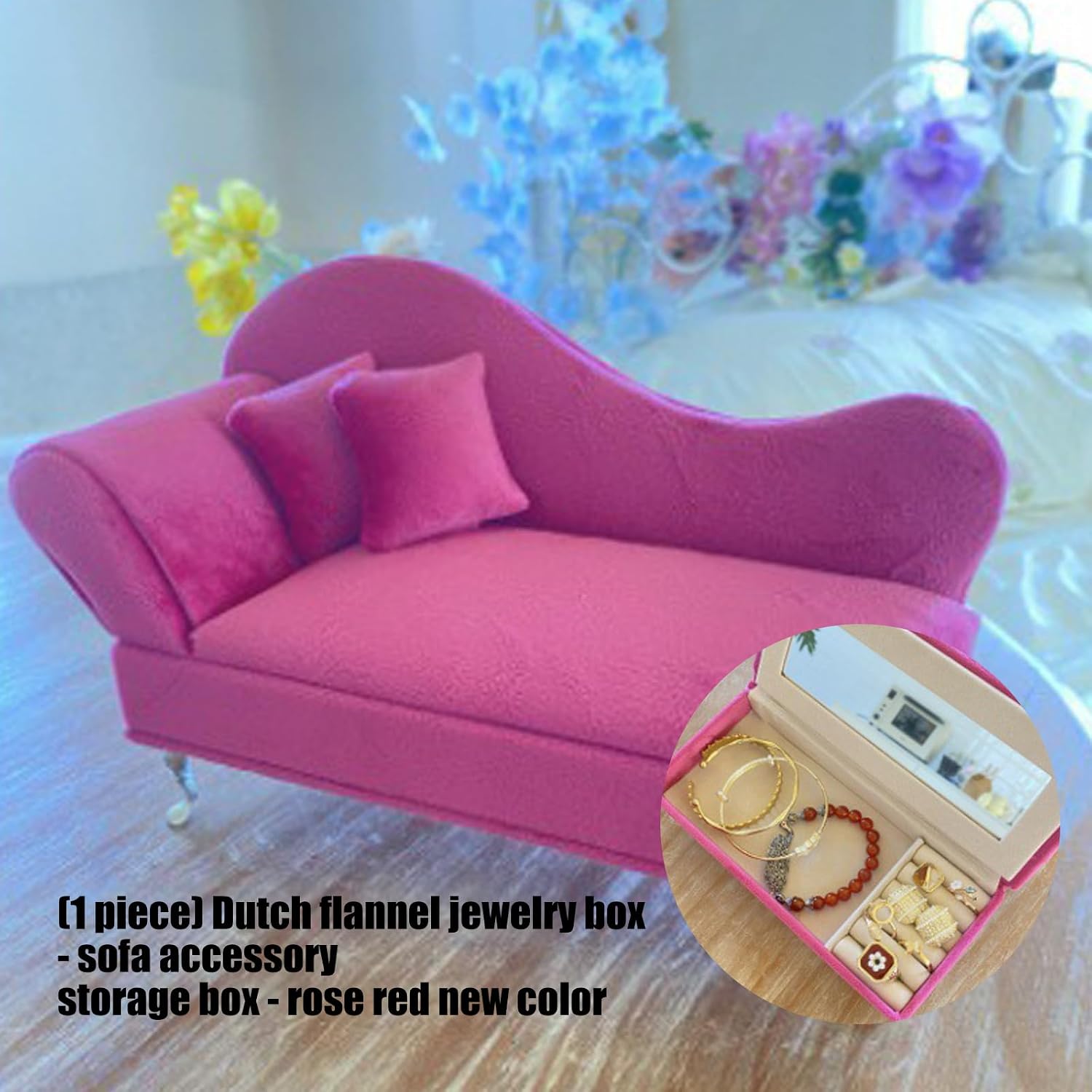 Sofa Inspired Jewelry Storage Box Plush Flannel Lining Modern Home Decors Rose Color Jewelry Container Rose Organizers image 5