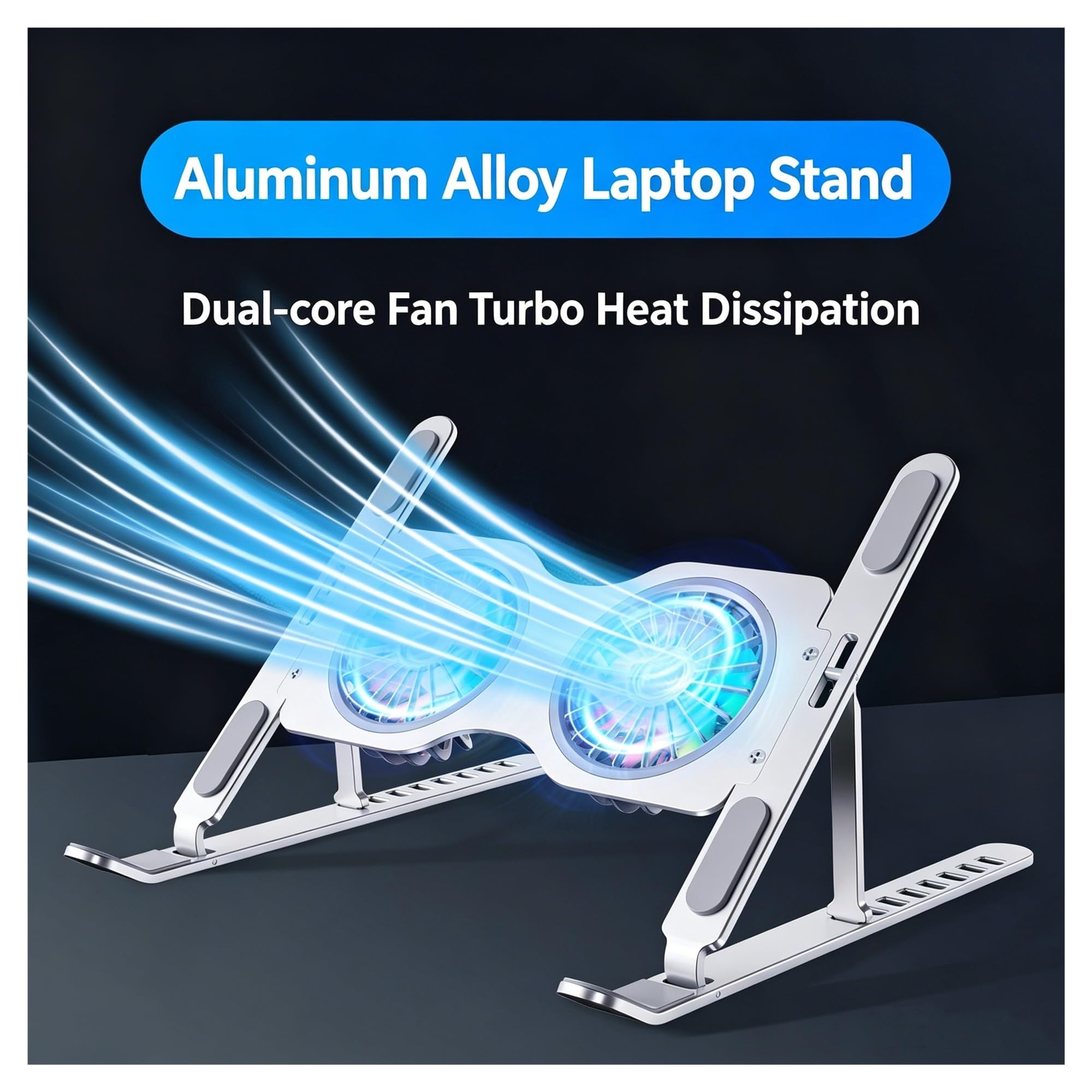 2 wentylatory stojak chłodzący na laptopa regulowany stop aluminium podkładka chłodząca do laptopa ze światłem LED łatwa do przenoszenia