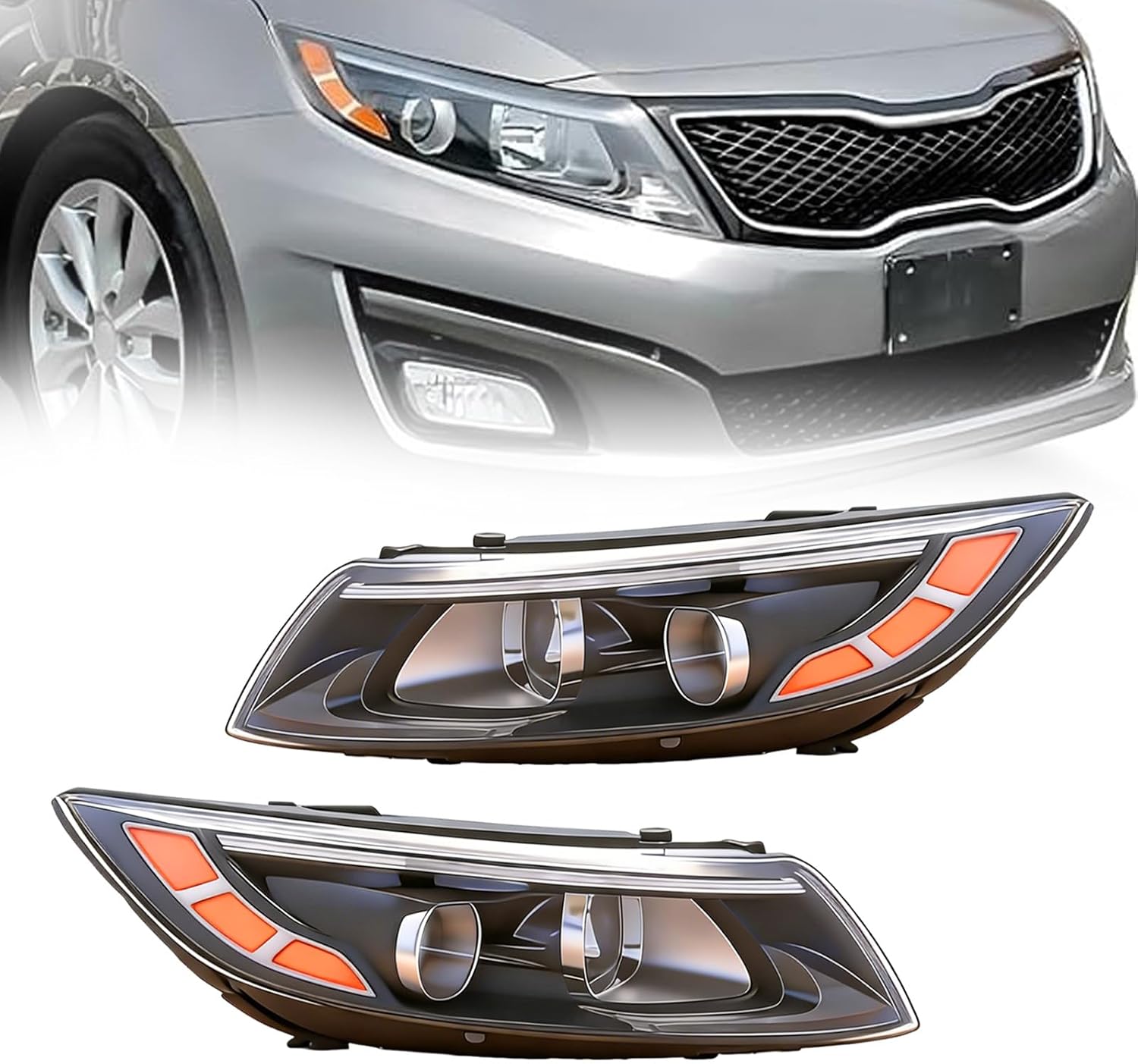 Halogen Headlight Assembly Compatible with 2014 2015 Kia Optima Headlight Headlamp Projector w/o LED w/Bulb (Driver Left Side)