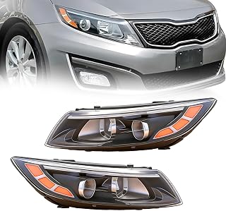 Halogen Headlight Assembly Compatible with 2014 2015 Kia Optima Headlight Headlamp Projector w/o LED w/Bulb (Left and Right Side)