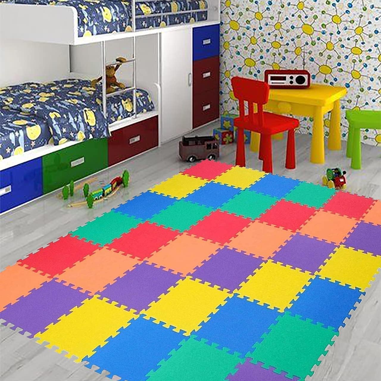 Interlocking EVA Foam Play Mat Kids Children Toddler Puzzle for Floor Protection - Sensory Babies Carpet Crawling Rug (40-Mats)
