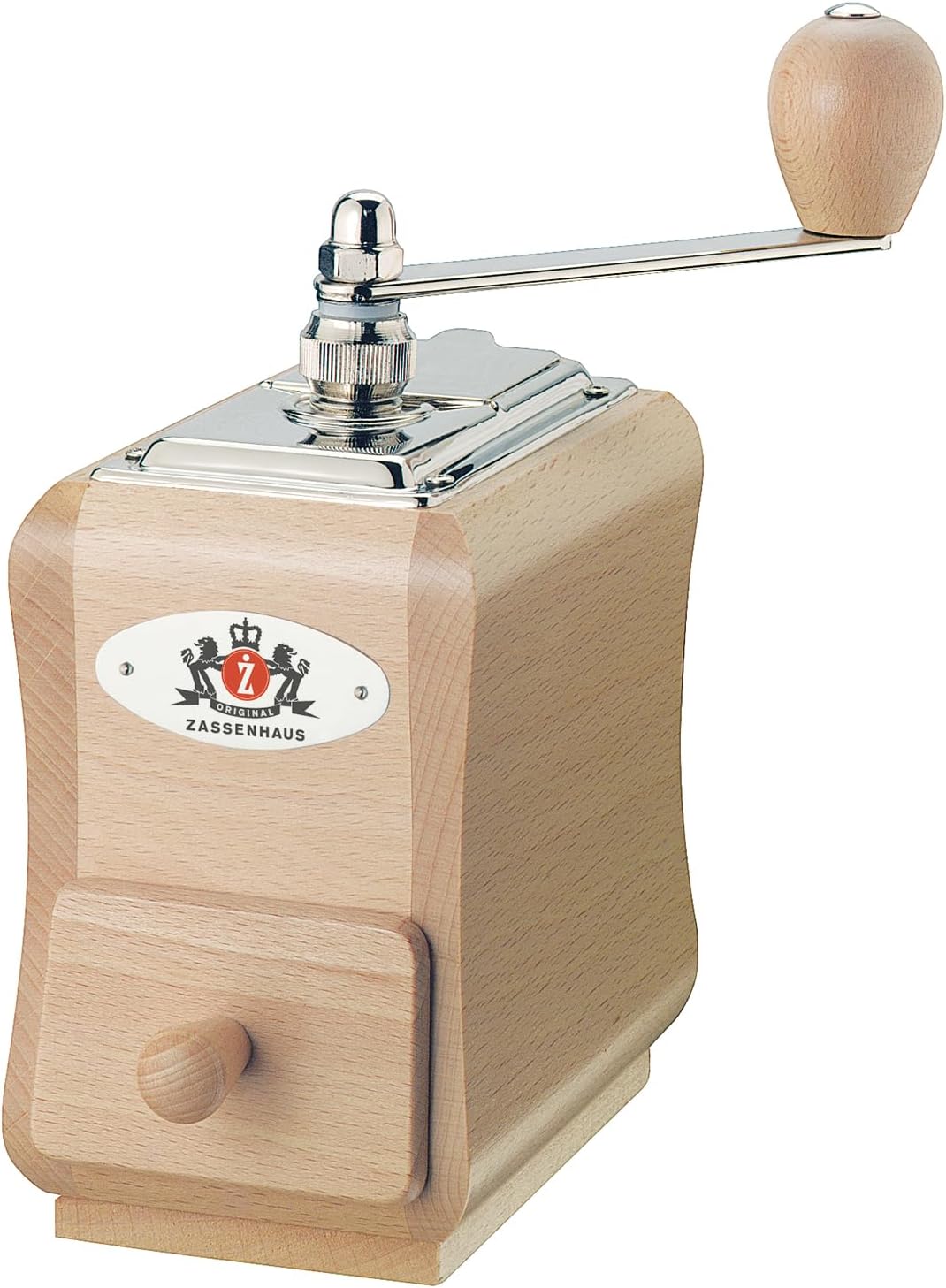 Zassenhaus - 40098 Zassenhaus Santiago Coffee Mill Grinder Beech Wood, 5.5 x 3.5 x 7.8, Natural varnish