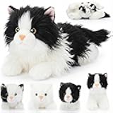 HyDren 5 Pcs Realistic Ragdoll Cat Stuffed Animal, 17.75 Inches Large Ragdoll Cat Mommy Plush with 4 Cute Babies Soft Plush Kittens Set for Girls Boys Birthday Party Favors(Black)