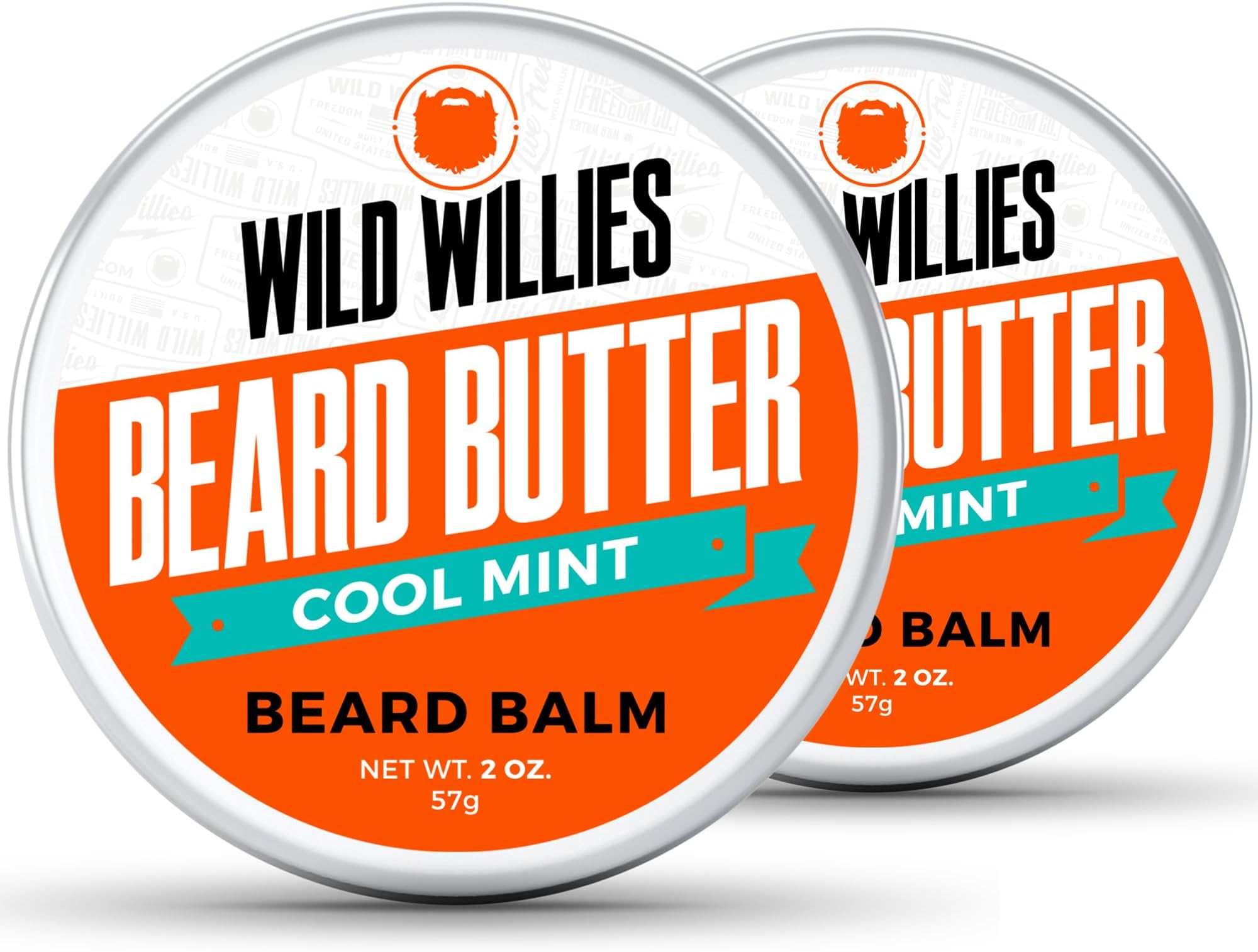 Wild Willies Premium Beard Balm Leave-In Conditioner Natural, Organic Ingredients Promote Fast Beard Growth, Removes Itch & Dandruff - Beard Butter Restores Moisture - 2qty 2 Oz, Cool Mint Scent