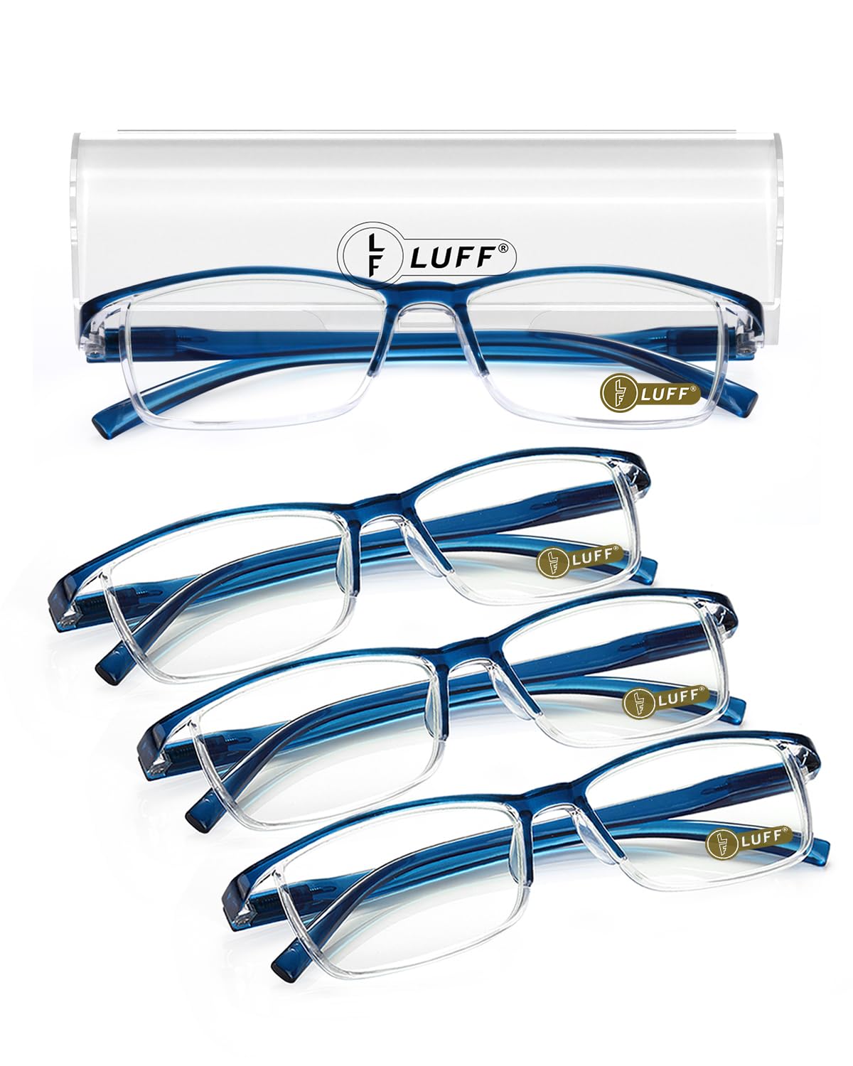 LUFF 4Pcs Anti-Blue-ray Reading Glasses Portable Ultra-Light Readers(2.0X)