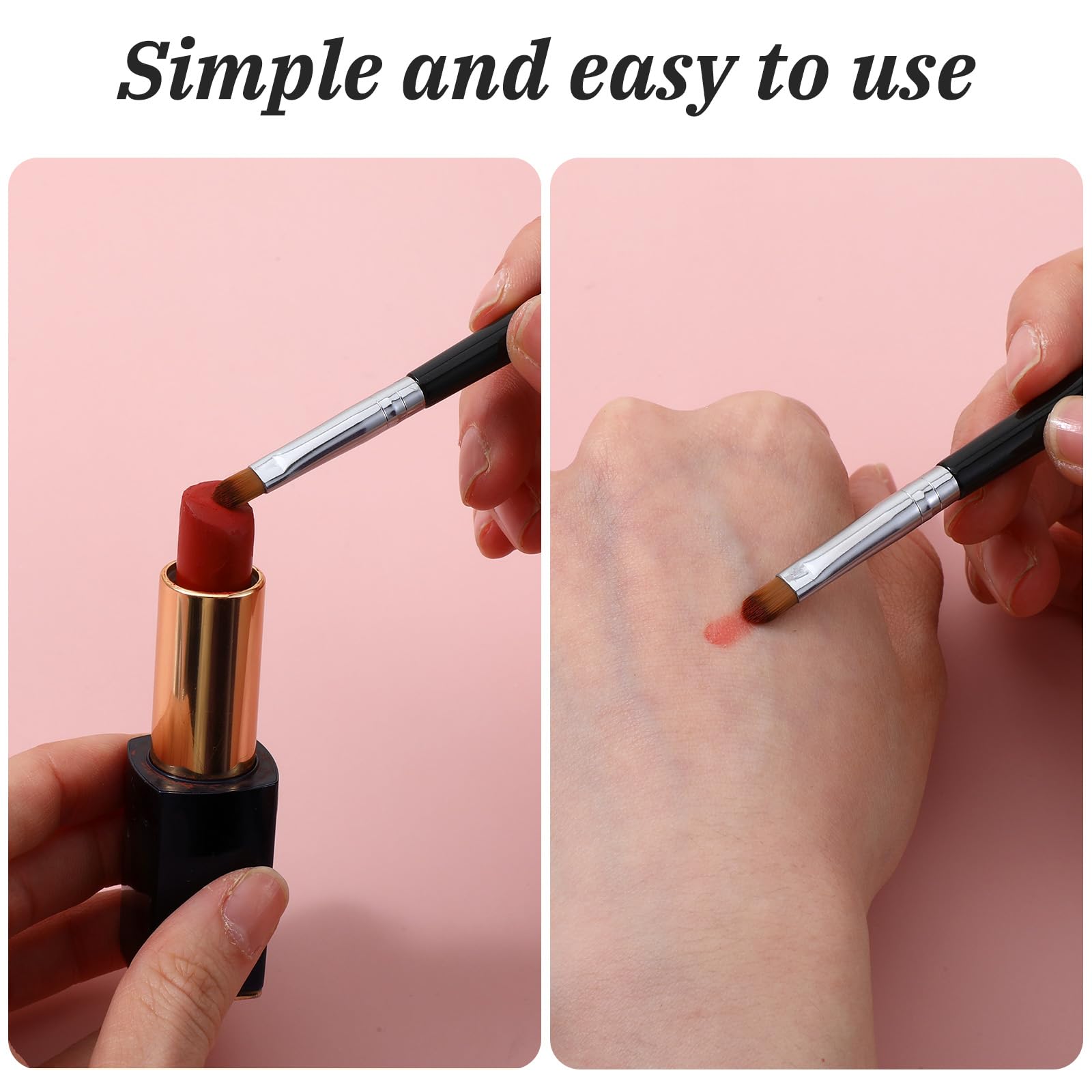 Lot de 6 pinceaux à lèvres rétractables pour rouge à lèvres avec capuchon argenté pour maquillage précis des lèvres pour femmes et filles