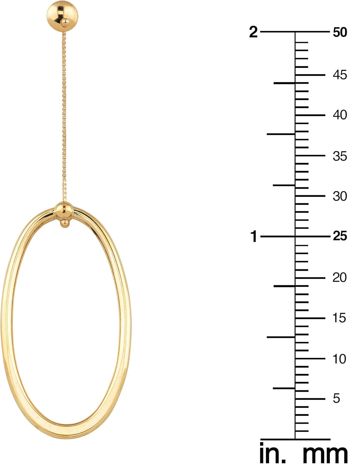 Kooljewelry 14k Yellow Gold High Polish Oval Drop Earrings - Image 3