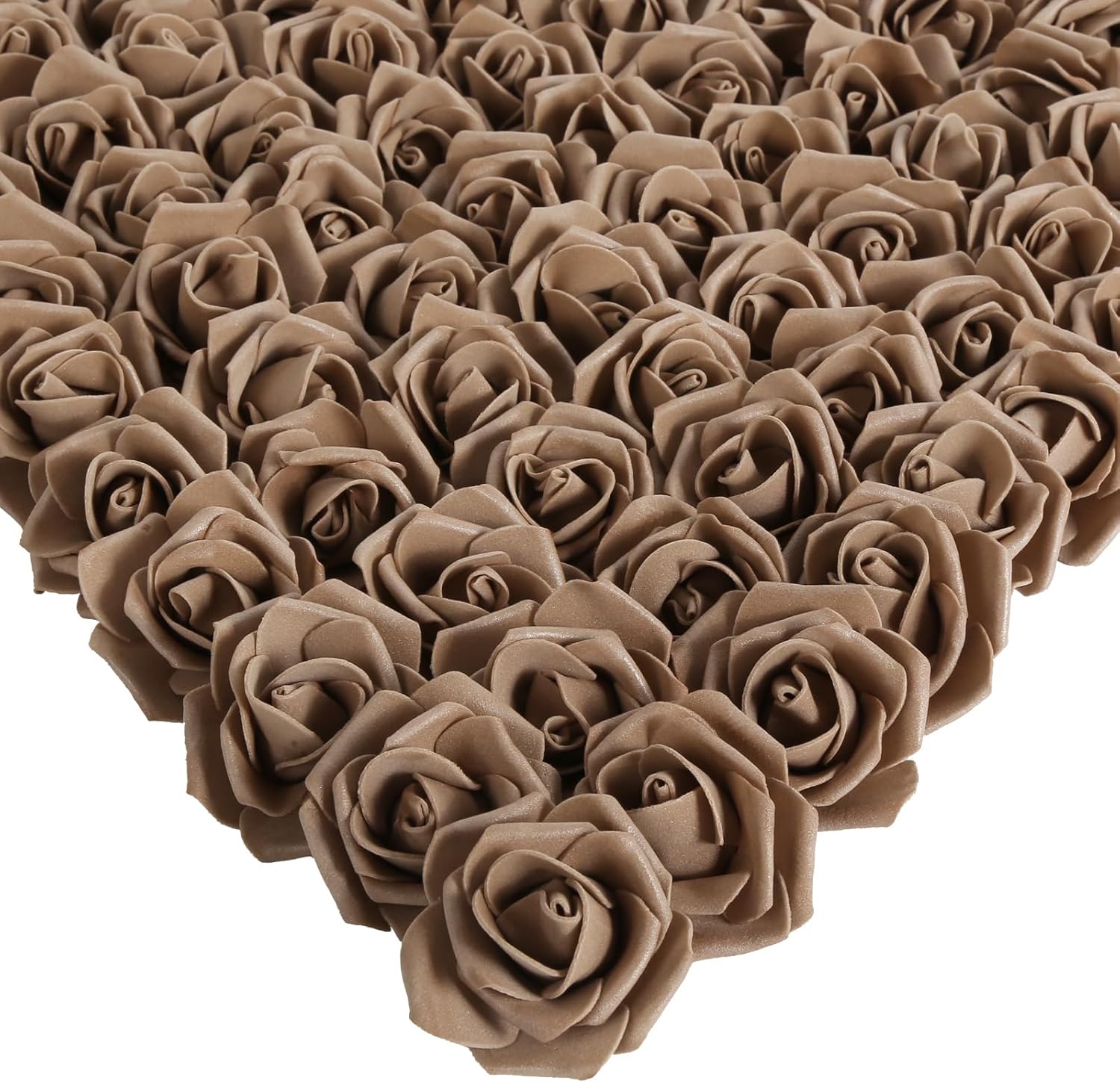 INSUNSIX Artificial Roses,200PCS Foam Roses 1.97in Rose Flower Heads Craft Flowers for DIY Wedding Party Home Decoration(Light Brown)