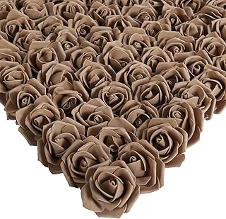 Artificial Roses,200PCS Foam Roses 1.97in Rose Flower Heads Craft Flowers for DIY Wedding Party Home Decoration(Light Brown)
