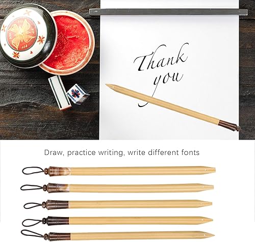 Miniatura 2 de Juego de 5 bolígrafos de inmersión cómic, juego de 5 bolígrafos de inmersión de caligrafía con mango de madera con 5 plumas, juego de bolígrafos de