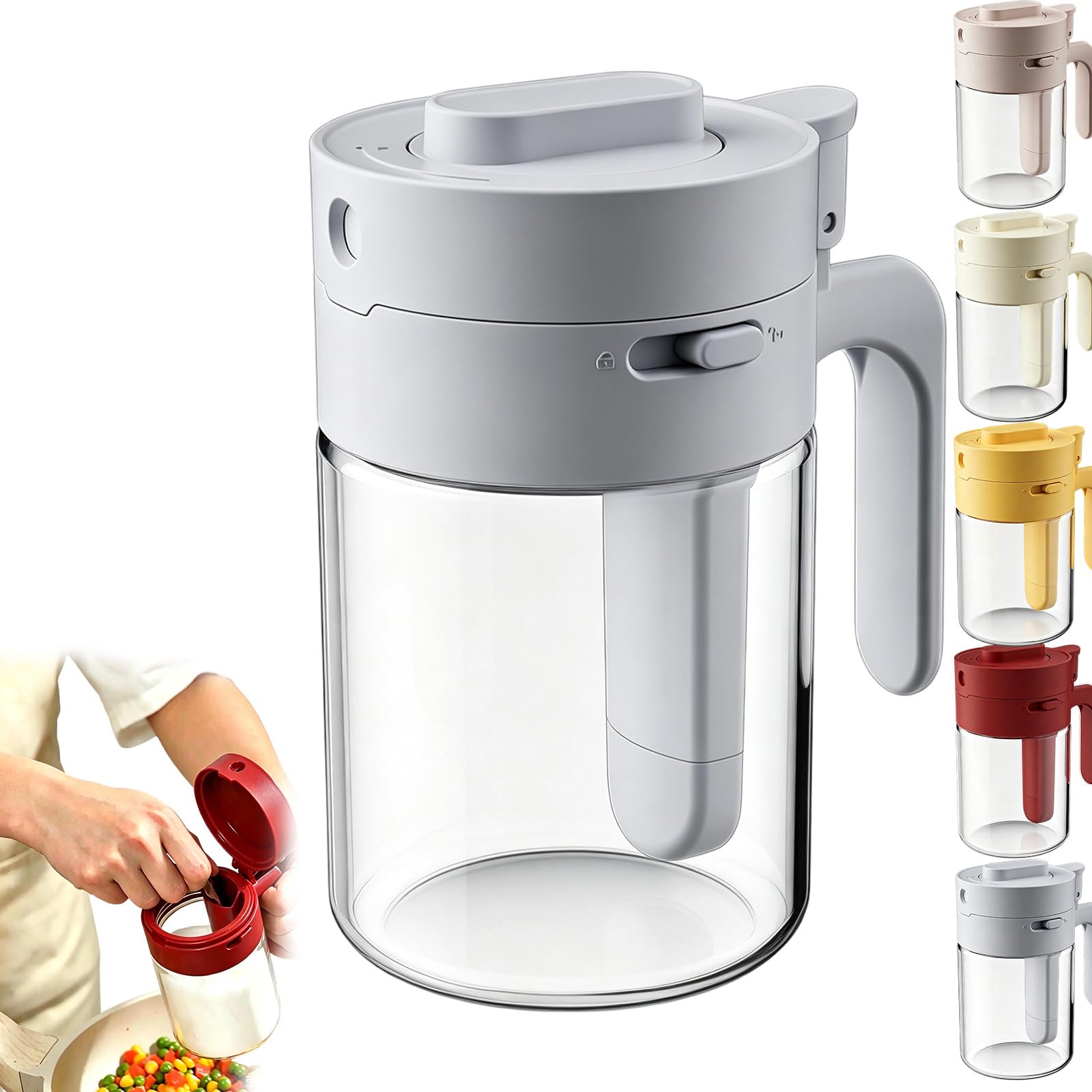 Mondpfote Grey Spice Jars, Seasoning Jars, Spice Containers With Spoon Functional For Access Condiment Shaker For Salt Sugar Pepper (Grey)