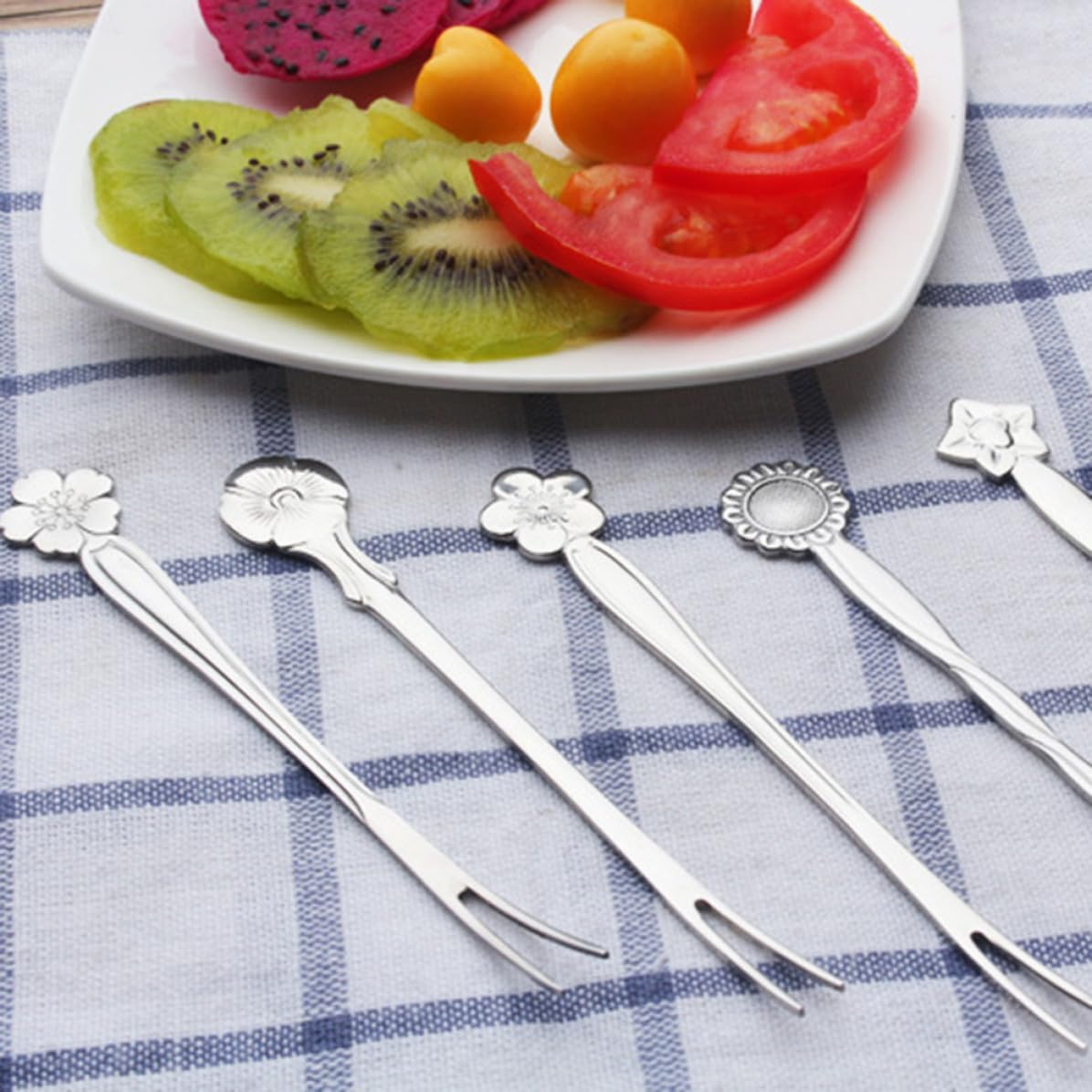 5pcs Stainless Steel Fruit Forks, Dessert Forks