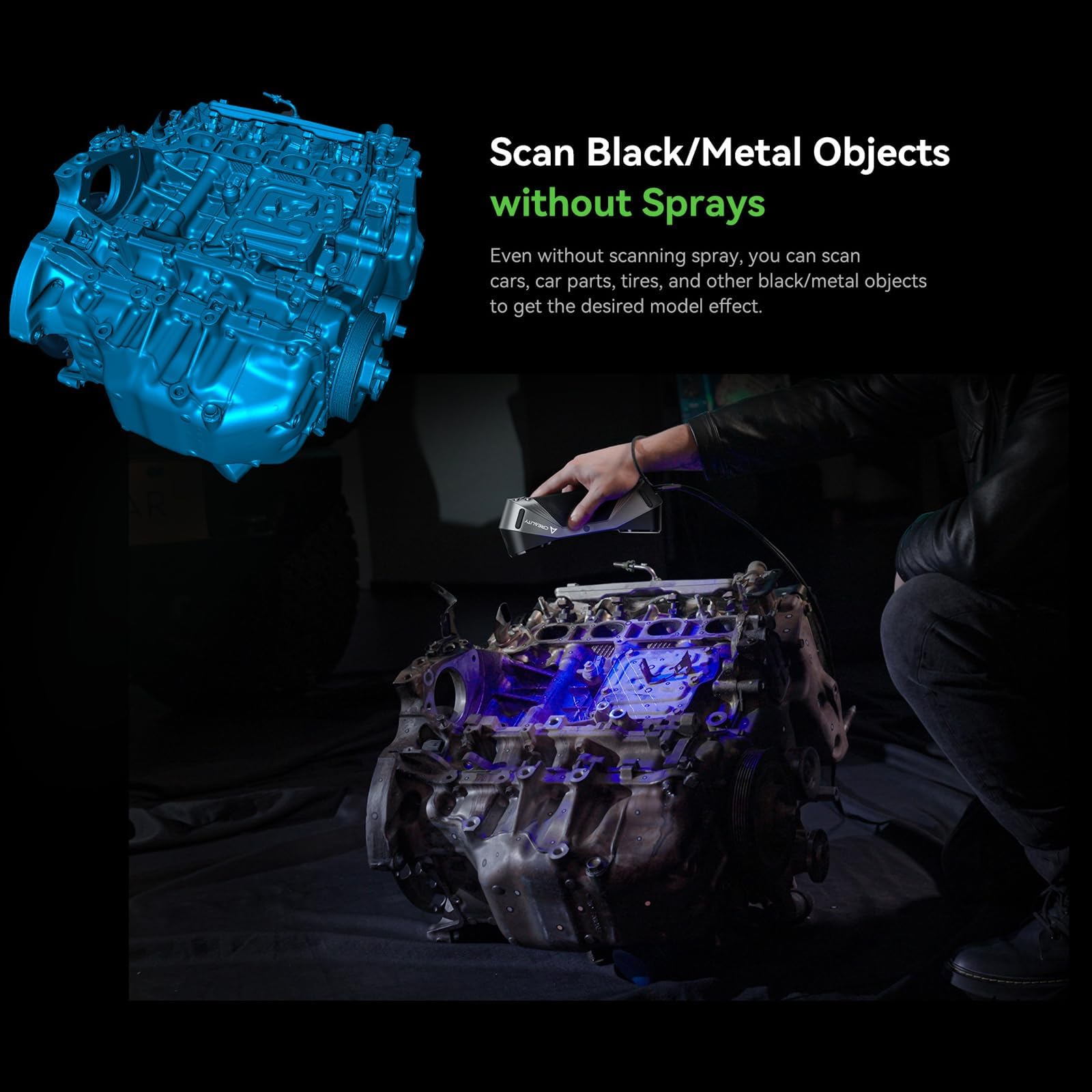 Creality Scanner 3D CR-SScan, Raptor per stampanti 3D multiriga, con tecnologia Blue & NIR, precisione 0,02 mm, tracciamento anti-agitazione, supporta oggetti da 5 a 2000 mm per Windows Mac