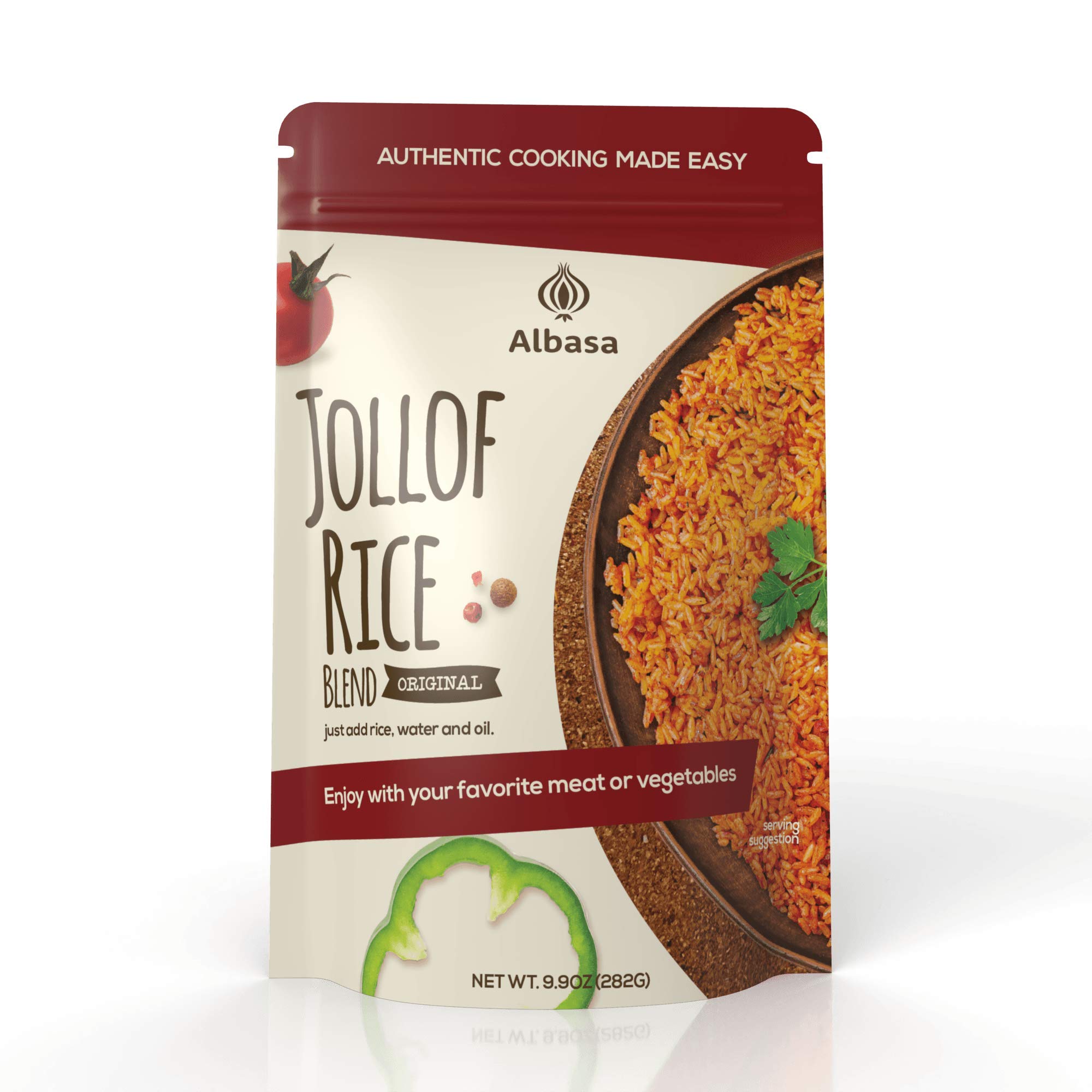 Albasa Jollof Rice Blend [Original(Not Spicy), 11.2oz] Made with100 Tomato and Spices, 11.2 Ounce