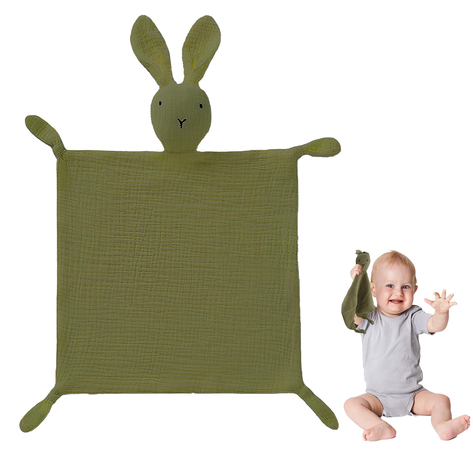 ORUZA Baby Comforters - Rabbit Baby Blanket for Infant Toddler Newborn Boys and Girls, Dark Green
