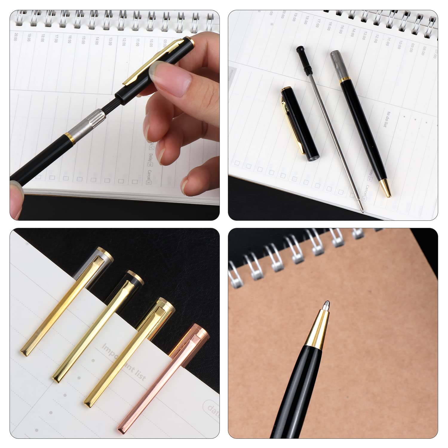 Set Di 2 Penne A Sfera Con Forma Di Ragno – Perla Decorativa – Inchiostro Nero – Cancelleria Di Lusso – Oro E Oro Rosa - 4