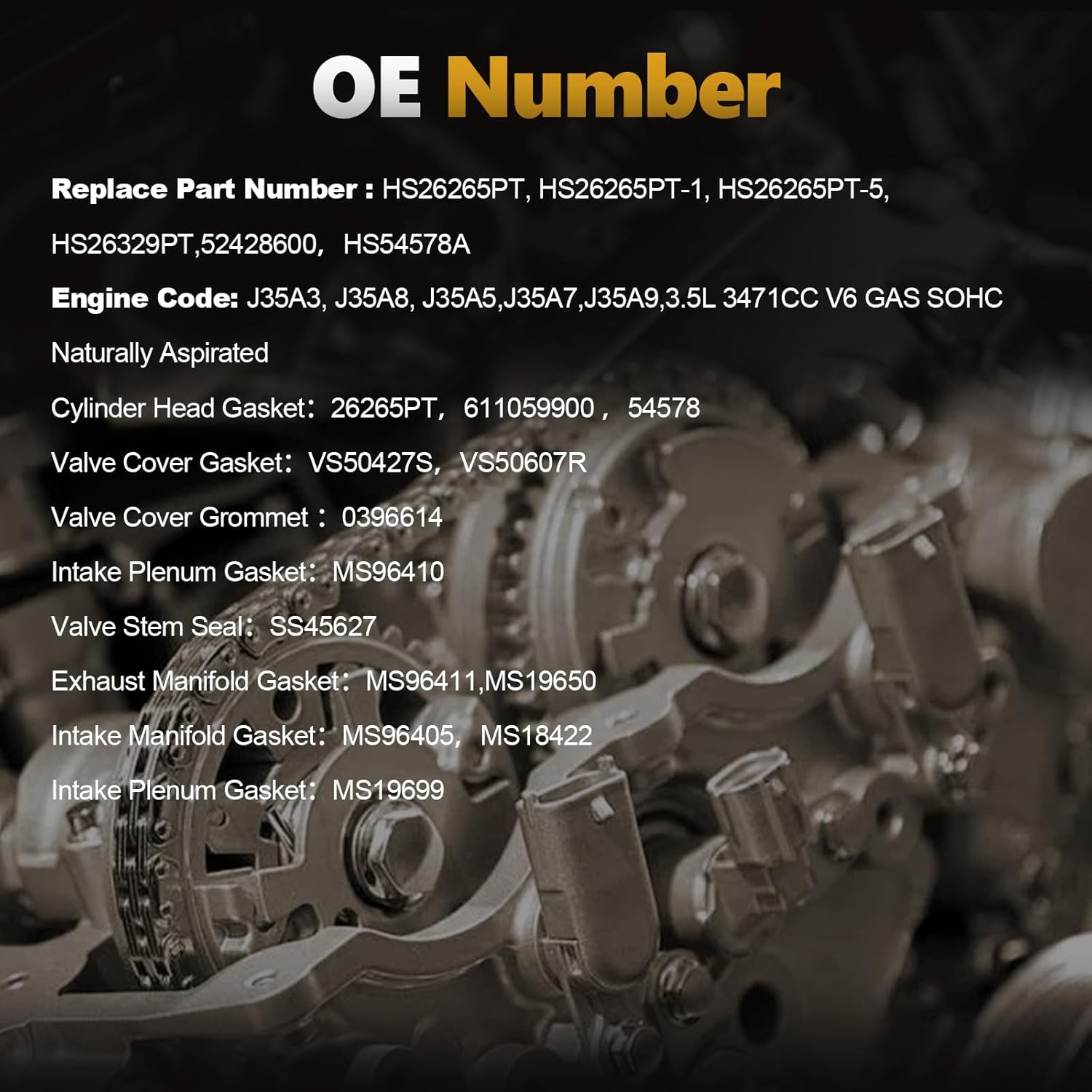 AUCERAMIC HS26265PT-1 Engine Cylinder Head Gasket Set Fit for 05-10 Honda Odyssey J35A6 05-08 Acura RL 3.5L V6 J35A8 06-08 Pilot Ridgeline J35A9 04-08 Acura TL J32A3 03-06 MDX J35A5 24V