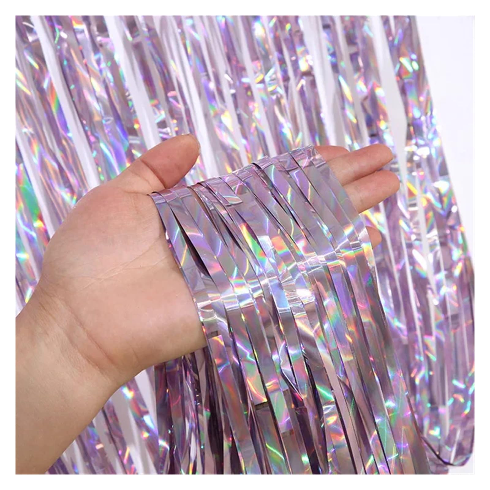 EnxJire Fringe Backdrop Curtain 1x2M Tinsel Foil Fringe Backdrop Curtains Background for Wedding Photo Booth DIY Party Decorations(Pink)