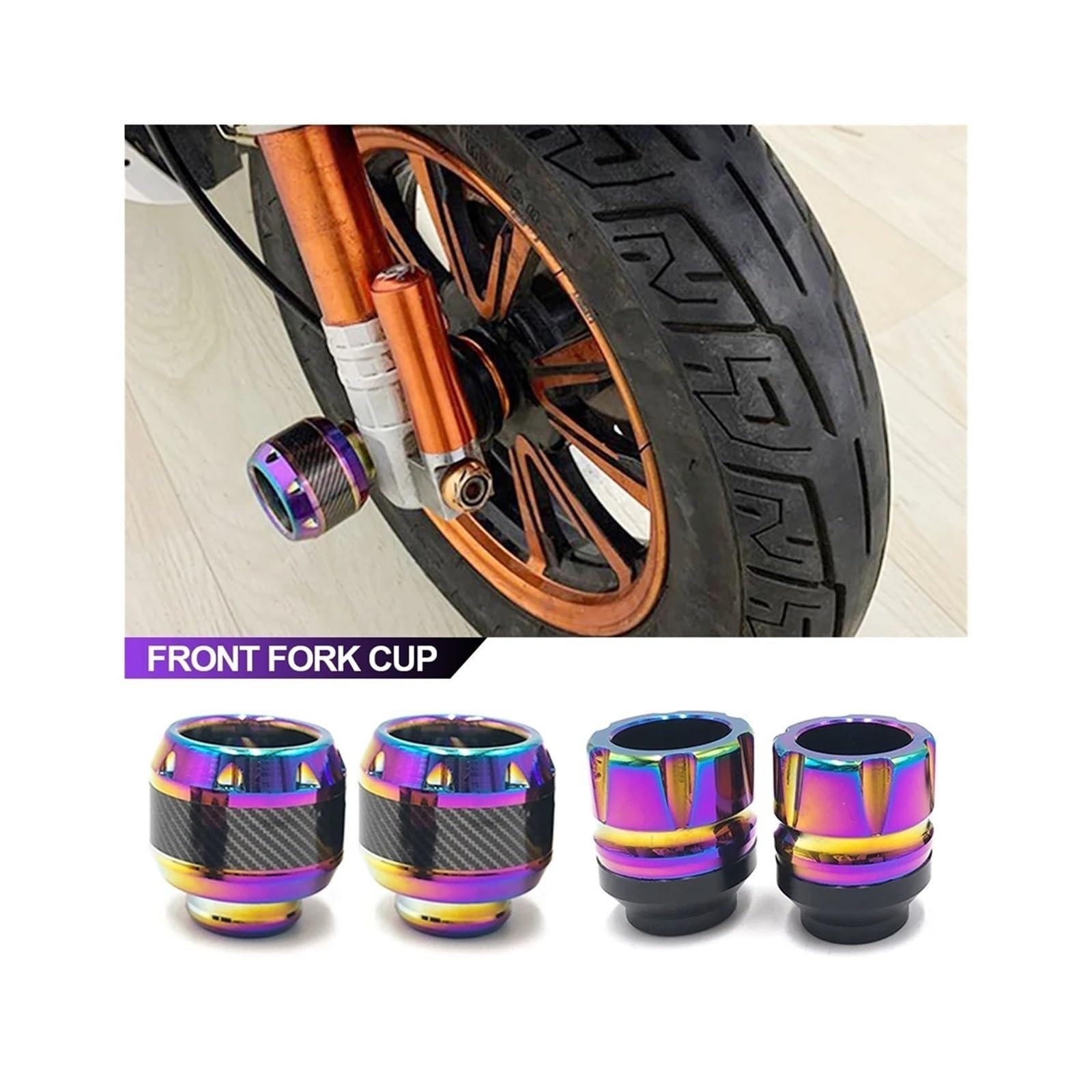 Moto Tamponi Paratelaio 2 Pezzi In Titanio Per Telaio Di Moto, Protezione Anti-caduta Forcella Anteriore Alluminio, Universale Fibra Carbonio
