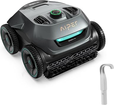 AIPER Seagull Pro Cordless Robotic Pool Cleaner with Hook, WavePath Navigation, Wall-Climbing, Quad-Motor, 150 mins Runtime for Inground Pools up to 1,600 sq.ft, ZT6002