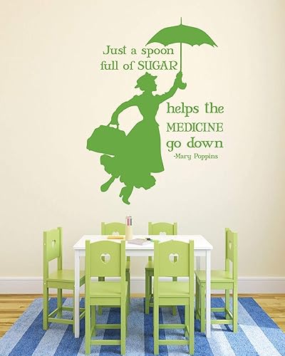 Miniatura 6 de Mary Poppins Quote A Spoon Full of Sugar Makes The Medicine Go Down | Adhesivo de vinilo para decoración del hogar para dormitorio de niños y niñas,