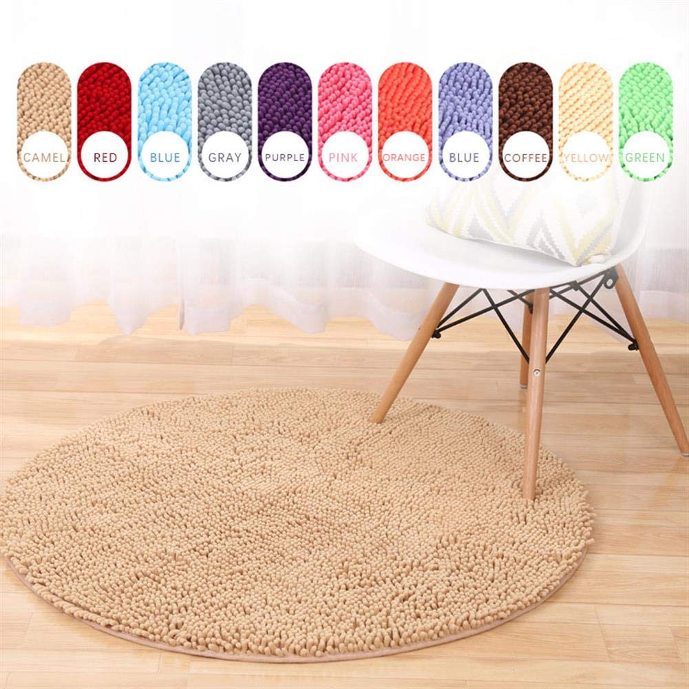 GueTTO Chenille runder Teppich, Non-Slip Shaggy Chenille Badmatte Weiche Mikrofasern Badteppich mit Wasser Absorbent, maschinenwaschbar,Camel,120cm