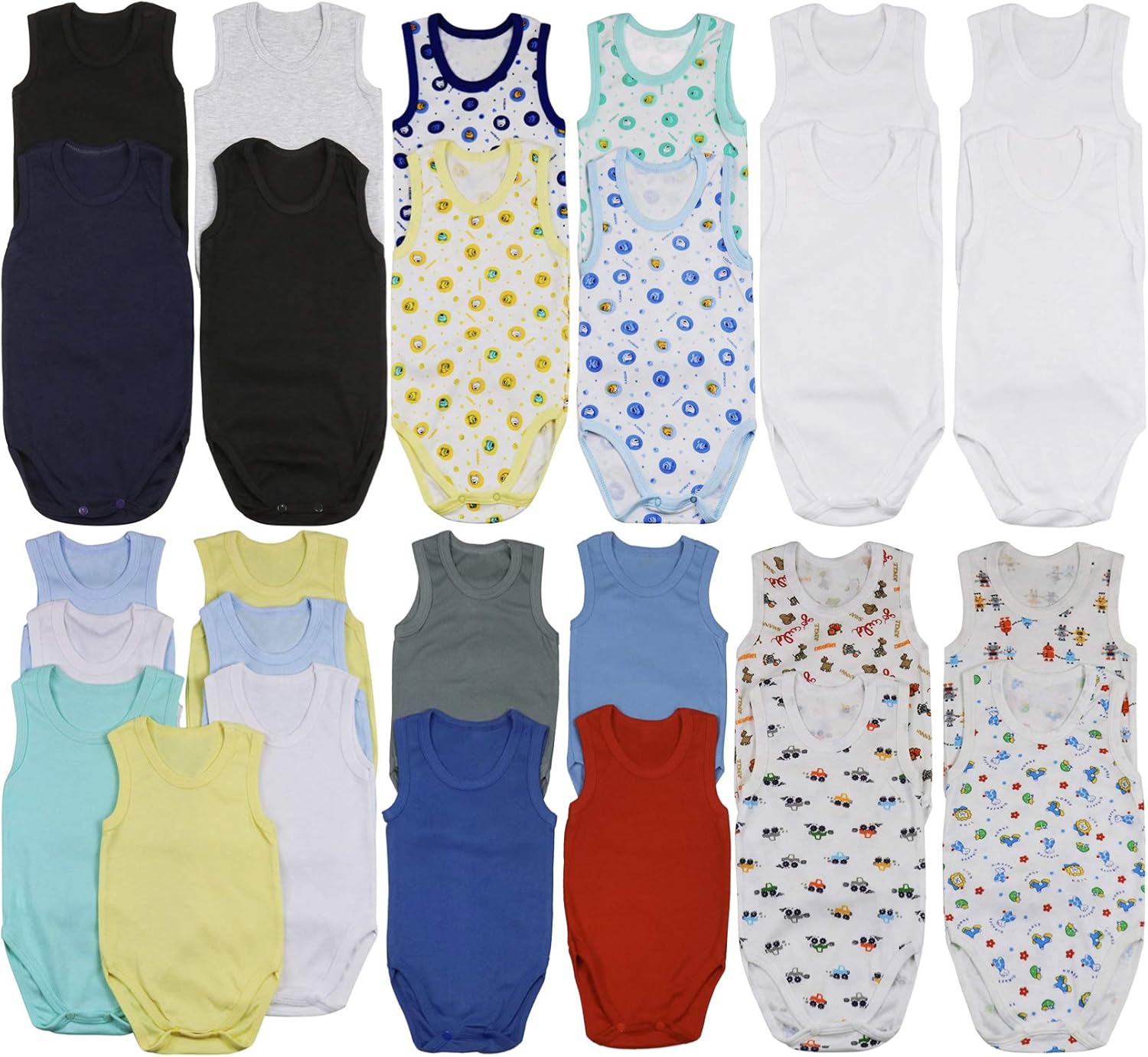 ToBeInStyle ベビー ボーイズ 4 パック タンクトップ ワンピース ボディスーツ - アソートカラーとプリント - 0-
