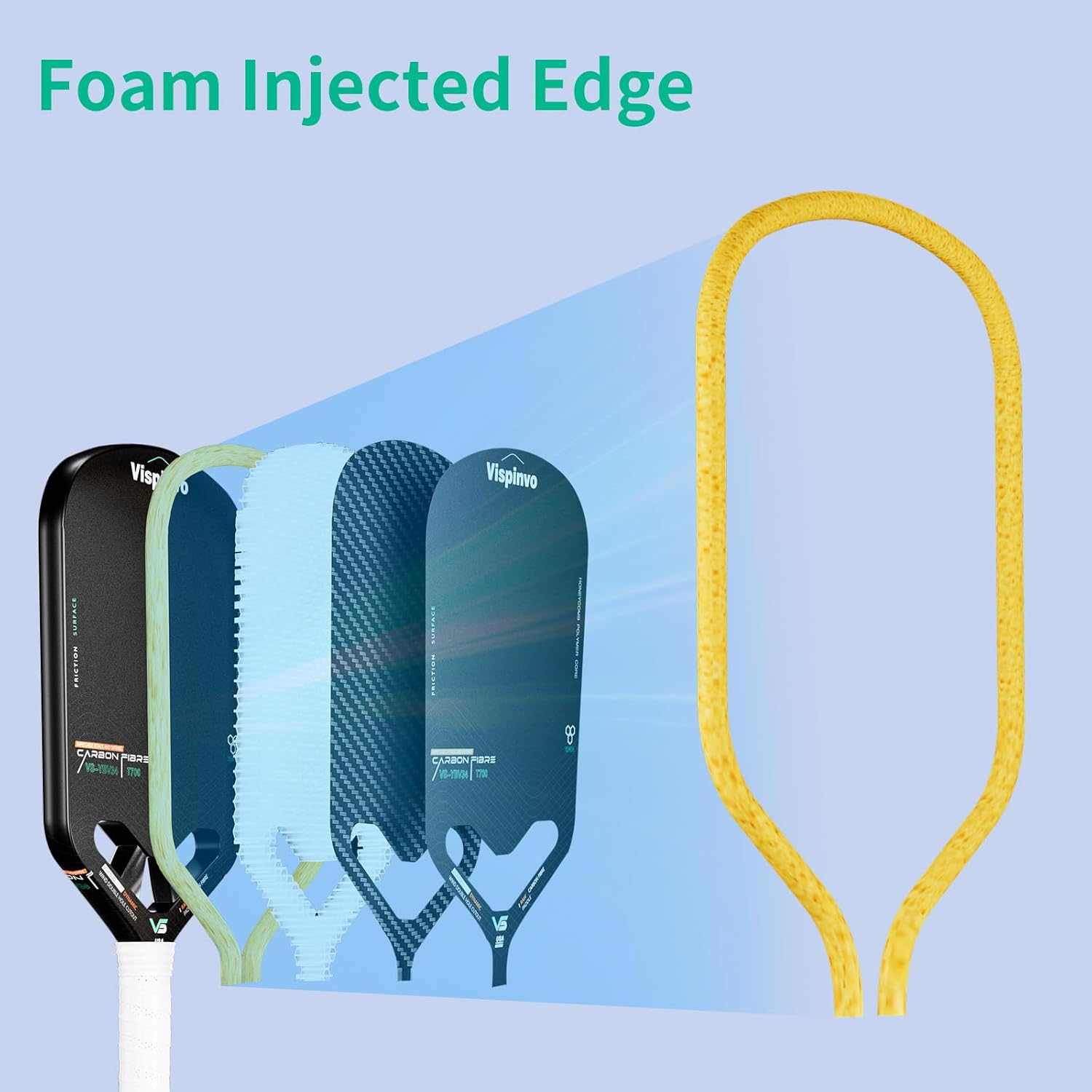Pickleball Paddle Edgeless, 16MM T700 Thermoformed Raw Carbon Fiber Pickleball Paddle, USAPA Approved, Foam Injected Edges for Expanded Sweet Spot, Control and Balance