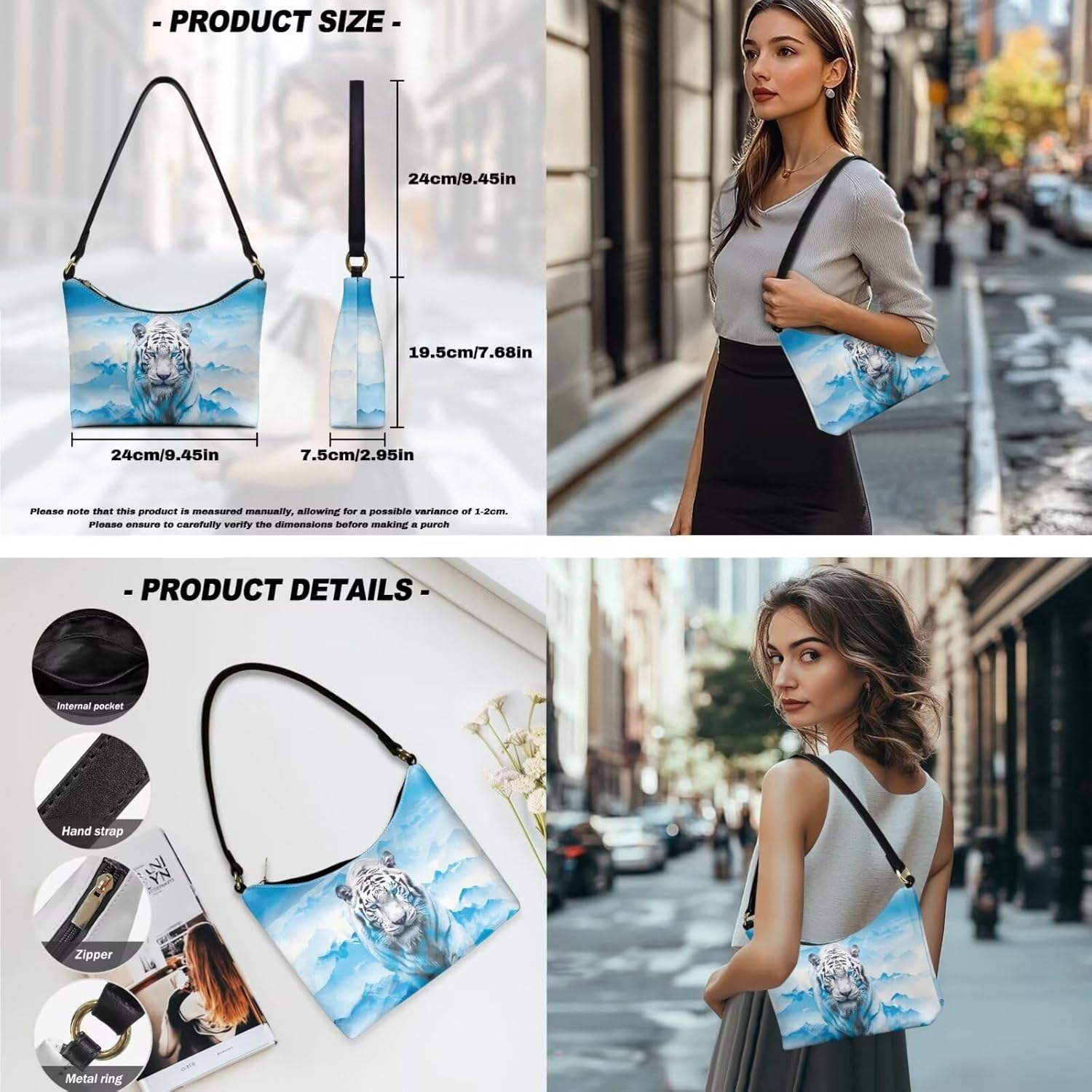 Womens Underarm Purse Wallet Set, 2pcs Leather Shoulder Purse Crescent Bags with Wristlet Wallet, Gift for Wife