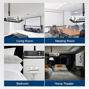 2-Be-Best Universal Projector Ceiling Mount with Tray, 14.5-23.2IN / 37-60CM Height Adjustable 360 Rotation Ceiling Projectors Mount Black