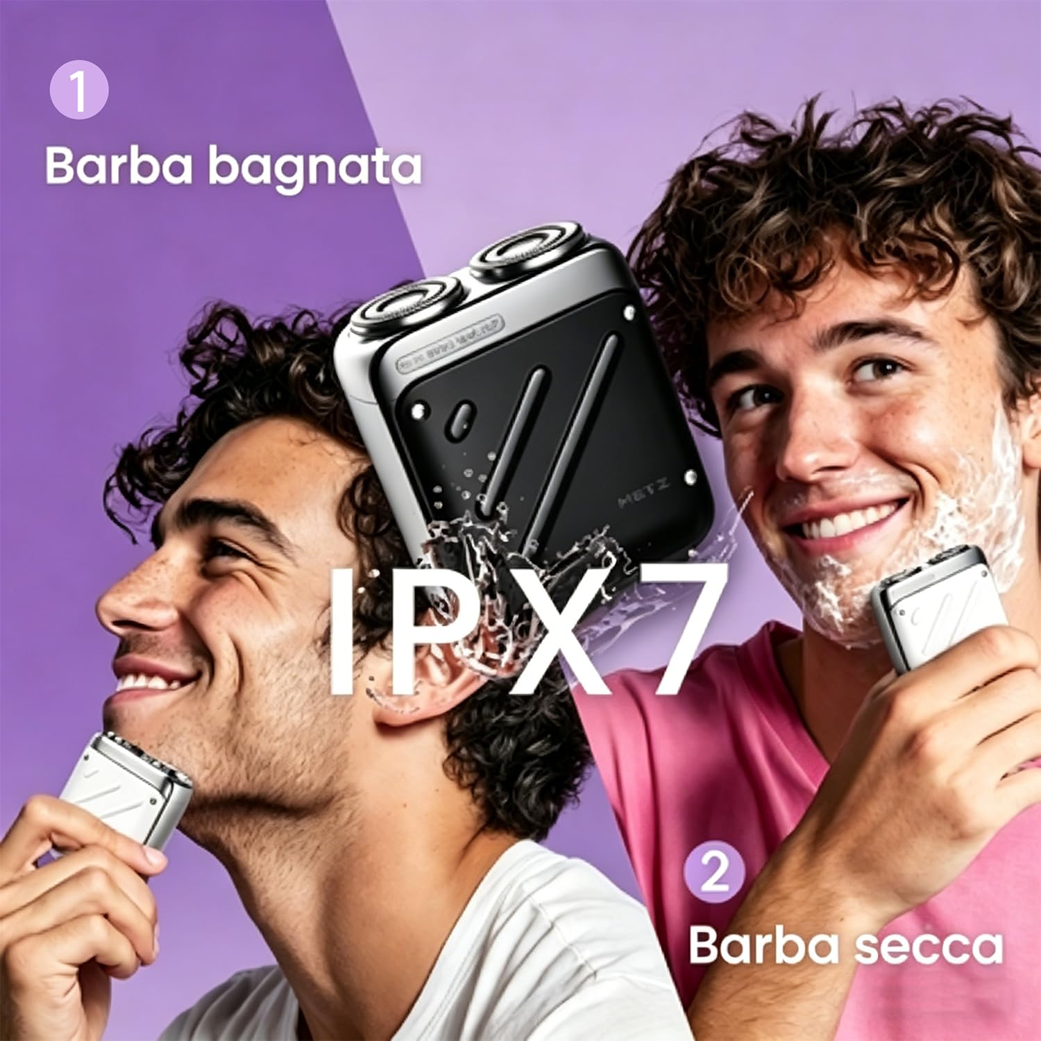 Skyworth Metz Traveller Rasoio Elettrico Uomo, Rasatura Secco Umido IPX7 Motore 9000 RPM, Testina Magnetica Rimovibile, Lame Autoaffilanti 9×2, Autonomia 45 Giorni, Ricarica Rapida 1h USB-C, Nero