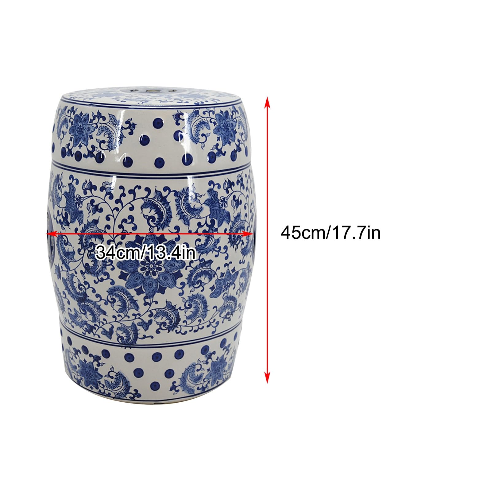Tabouret de Jardin à Tambour en céramique de Style Chinois, Table d'Appoint Décor Chinoiserie, Tabourets en Céramique Bleu Et Blanc, Design Creux Porcelaine
