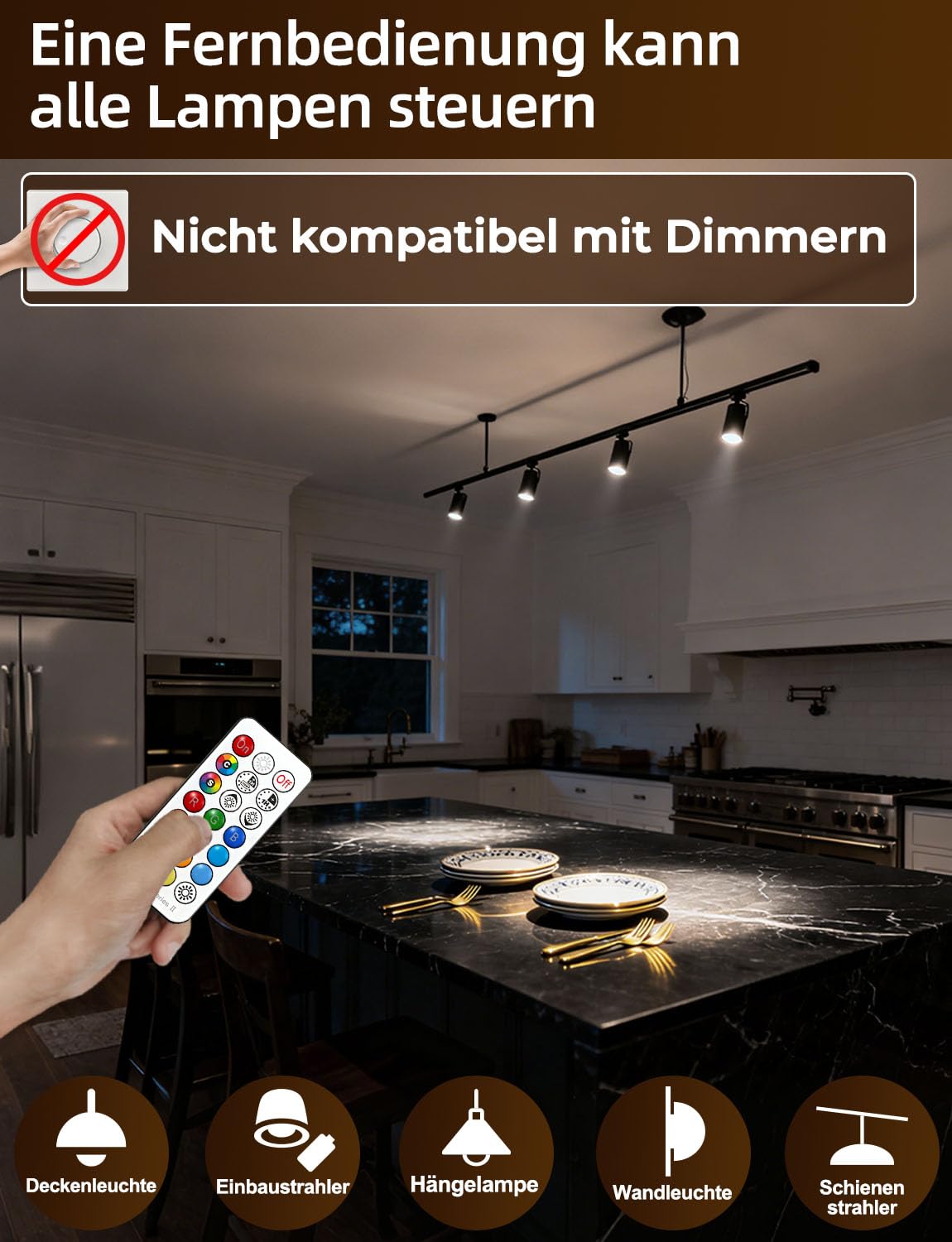 iLC LED GU10 Farbwechsel Lampe, Led Spots Birne Reflektorlampe, 5W Dimmbar Warmweiß (2700K) RGB LED Leuchtmittel, 200 Lumen, Fernbedienung inklusive (8 Stück)