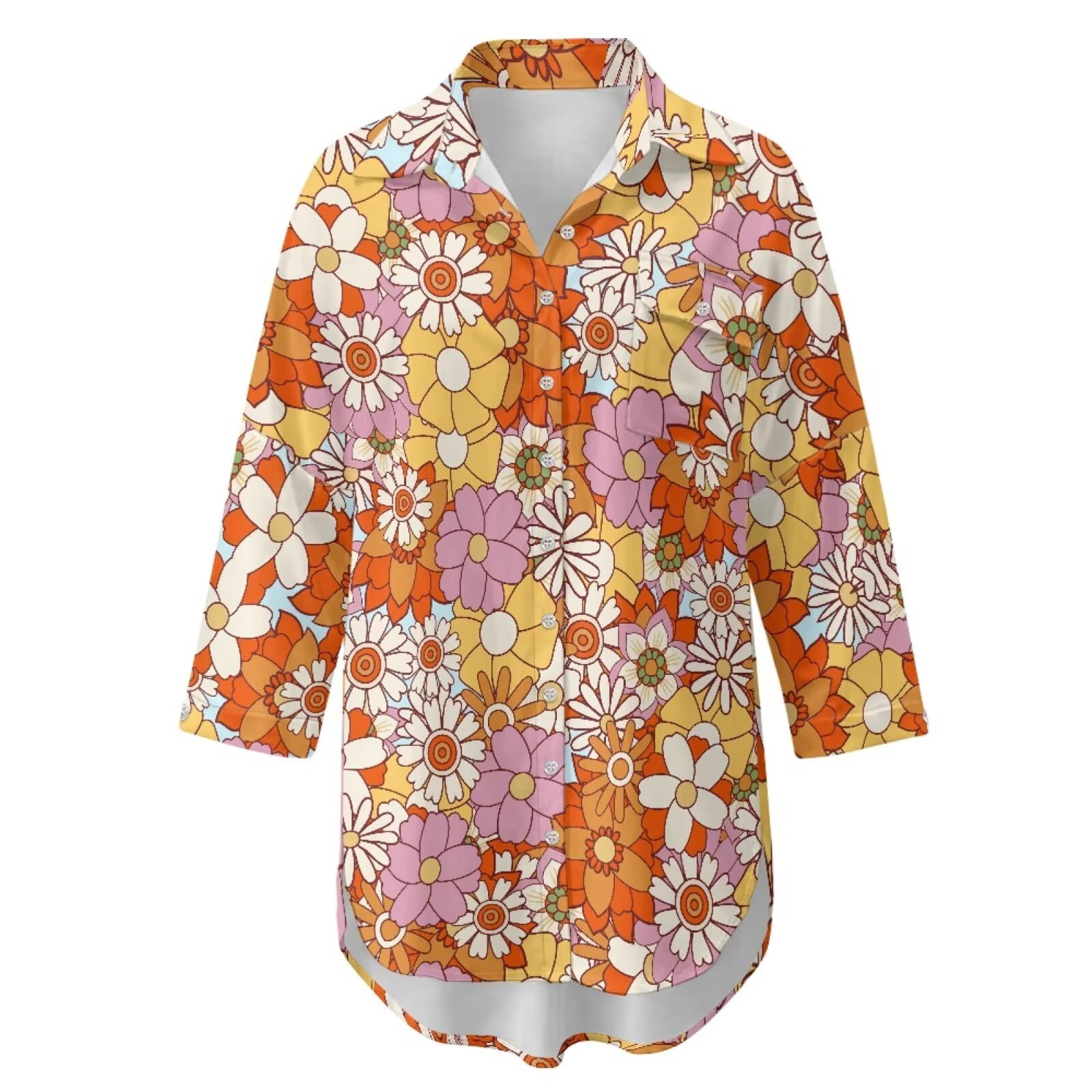 Salida de baño con botones para mujer, salida de baño de longitud media con bolsillo, S-3XL